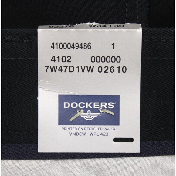 Dockers Men's Classic Fit Brushed Cotton Pant Flat Front Black Sz 34X30 NEW - Picture 10 of 13